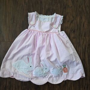 Pink Bunny Embroidered Kids Dress